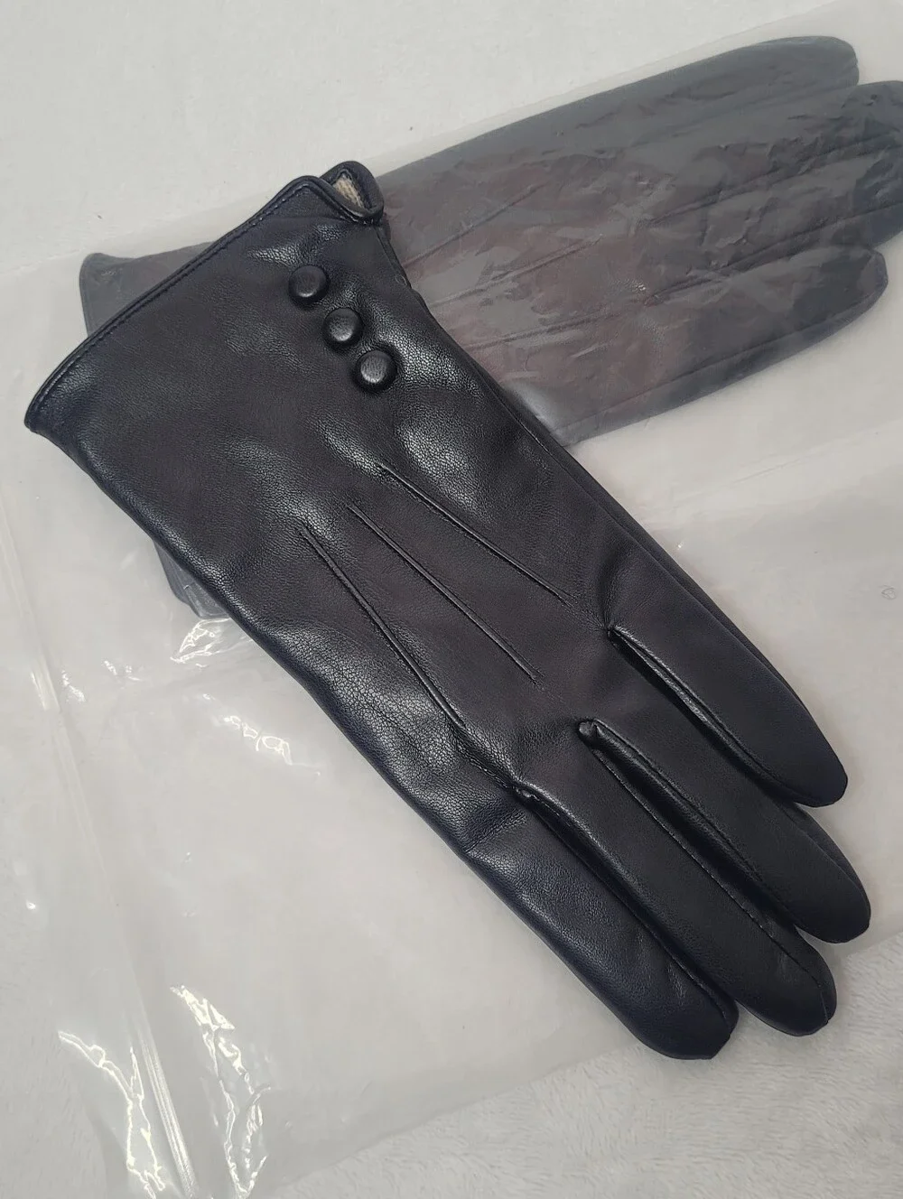 PU Leather Gloves XL Black Gloves Touch Screen Texting Cashmere Wool Lined Warm